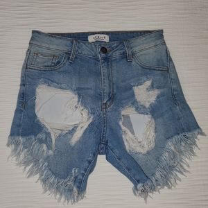 High waist ripped denim shorts size M